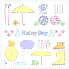 手書き風_雨の日素材セット