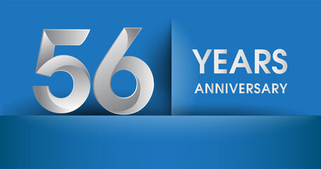 56th years Anniversary celebration logo, flat design isolated on blue background, vector elements for banner, invitation card and birthday party.