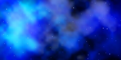 Fototapeta premium Dark BLUE vector background with small and big stars. Shining colorful illustration with small and big stars. Design for your business promotion.