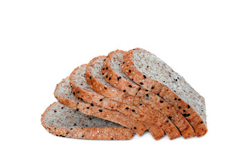 Whole wheat bread mixed with riceberry flour Healthy food concept on isolated white background