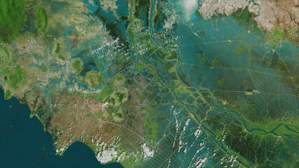 An Giang, Vietnam - outlined. Satellite