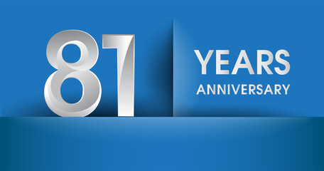 81st years Anniversary celebration logo, flat design isolated on blue background, vector elements for banner, invitation card and birthday party.