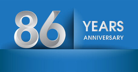 86th years Anniversary celebration logo, flat design isolated on blue background, vector elements for banner, invitation card and birthday party.