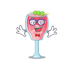 A cartoon drawing of geek cosmopolitan cocktail wearing weird glasses
