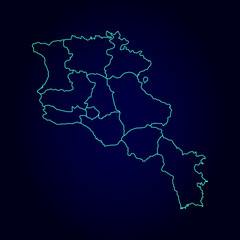 armenia map - blue pastel graphic background . Vector illustration eps 10.Blue gradient Armenia map. Detailed, Mercator projection.Blue gradient Armenia map. Detailed, Mercator projection. - Vector