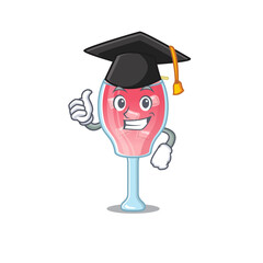 Happy proud of cosmopolitan cocktail caricature design with hat for graduation ceremony