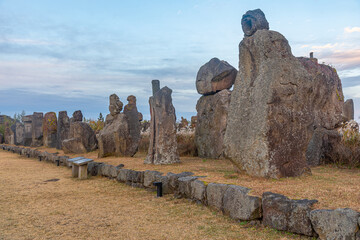 Dongjasok - stone guardians at Jeju stone park, republic of Korea