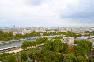 Fototapeta na wymiar Panoramic view of Paris, the beautiful city of love and romance, capital of France
