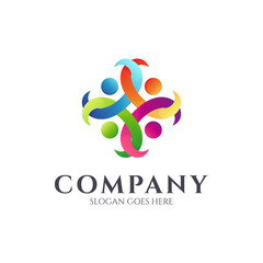 People community community logo. Modern logo design colorful style. Logo template ready for use, suitable for charity, education kid, social relationship, friendship, teamwork, partnership, etc