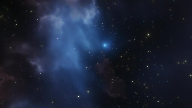 Beautiful Loopable CGI Space Travel Animation Through Space Clouds and Star Clusters.