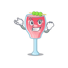 A funny cartoon design concept of cosmopolitan cocktail with happy face