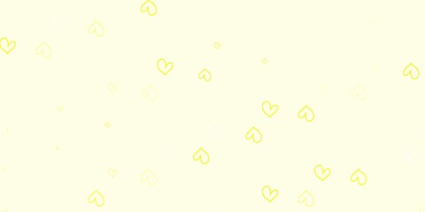 Light Yellow vector template with doodle hearts.