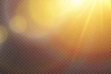 Vector transparent sunlight special lens flash light effect. front sun lens flash. Vector blur in the light of radiance. Element of decor.