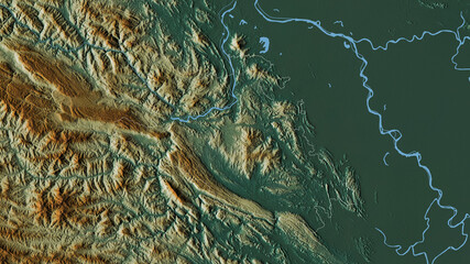 Hòa Bình, Vietnam - outlined. Relief