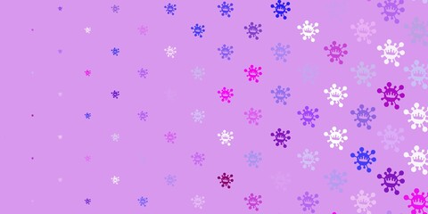 Light purple, pink vector background with covid-19 symbols.