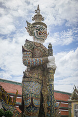 Giant statue at Temple of the Emerald Buddha (Wat phra kaew) ,Bangkok,Thailand.