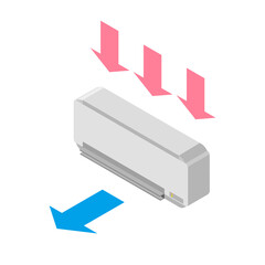 アイソメトリック素材01　エアコンと空気の流れの矢印