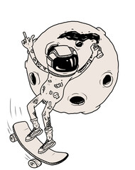 Astronauta Skater Tattoo Divertido