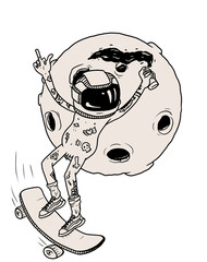 Astronauta Skater Tattoo Divertido © Neve Ilustra