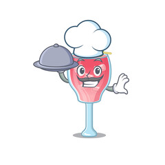 mascot design of cosmopolitan cocktail chef serving food on tray