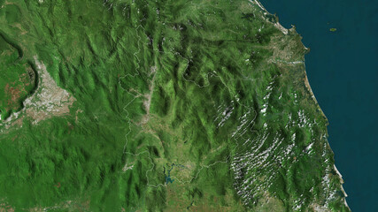 Kon Tum, Vietnam - outlined. Satellite © Yarr65