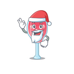 cartoon character of cosmopolitan cocktail Santa having cute ok finger