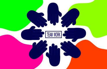 Team work vector icon isolated on colorful background 