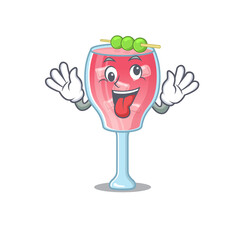 A mascot design of cosmopolitan cocktail having a funny crazy face