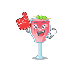Cosmopolitan cocktail in cartoon drawing character design with Foam finger