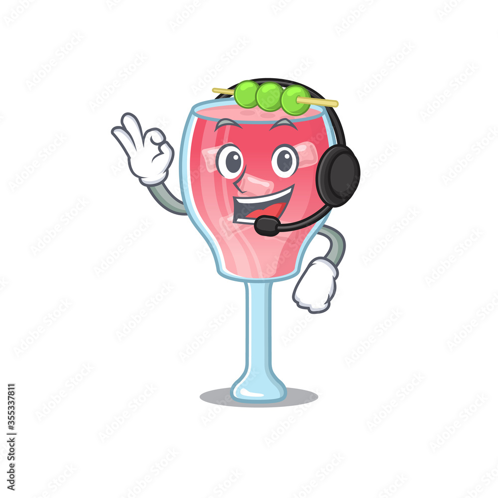 Wall mural a stunning cosmopolitan cocktail mascot character concept wearing headphone