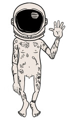Hombre Astronauta Desnudo Tattoo © Neve Ilustra