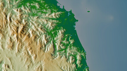 Quảng Ng&atilde;i, Vietnam - outlined. Physical