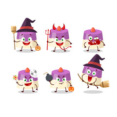 Halloween expression emoticons with cartoon character of cake