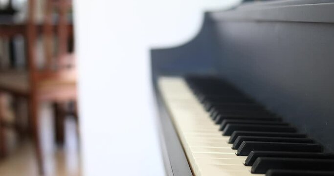 Close shot of a piano