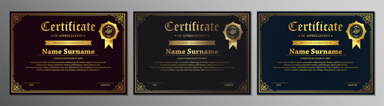 Certificate of appreciation template with vintage gold border - Vector	