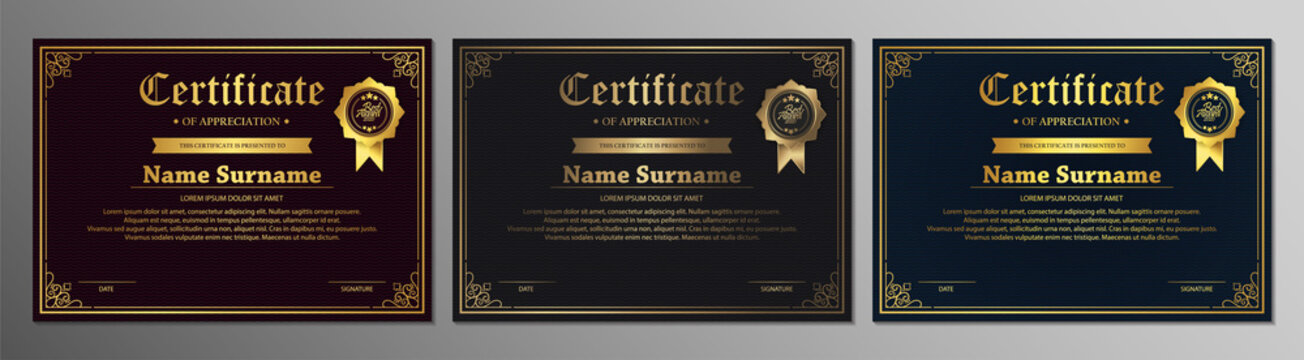 Certificate of appreciation template with vintage gold border - Vector	
