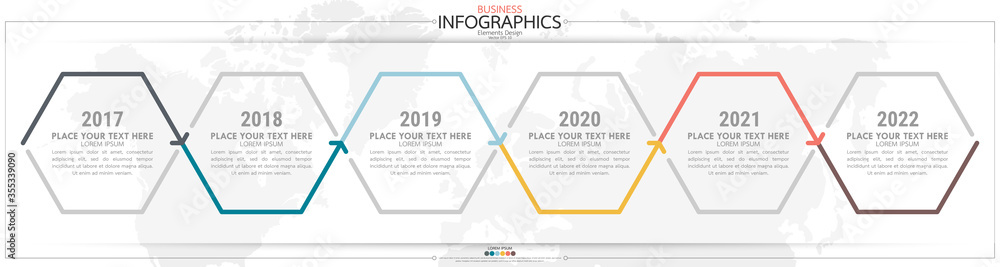 Poster infographic business horizontal timeline process chart template. vector modern banner used for prese
