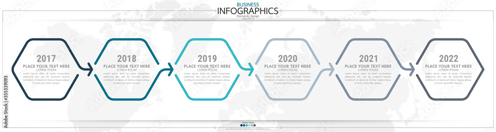 Poster infographic business horizontal timeline process chart template. vector modern banner used for prese