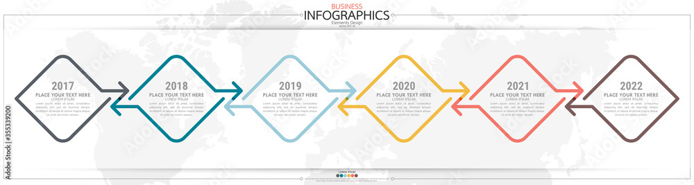 Poster infographic business horizontal timeline process chart template. vector modern banner used for prese