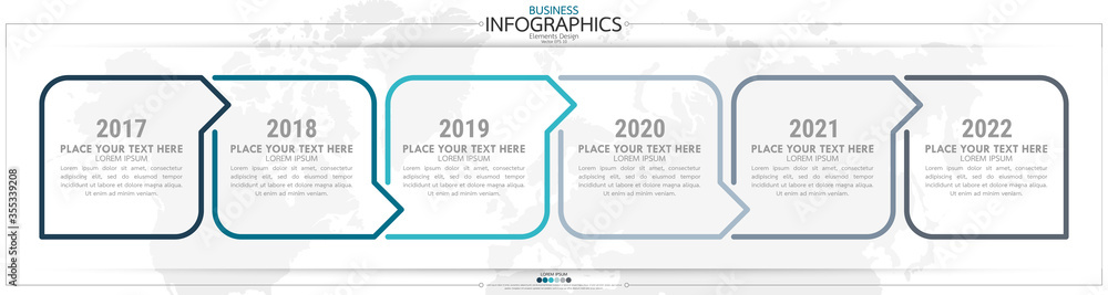 Poster infographic business horizontal timeline process chart template. vector modern banner used for prese