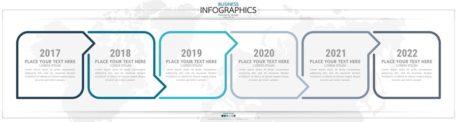Infographic business horizontal timeline process chart template. Vector modern banner used for presentation and workflow layout diagram, web design. Abstract elements of graph options.