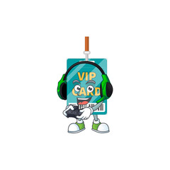 A cartoon design of VIP pass card clever gamer play wearing headphone