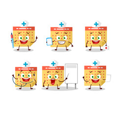 Doctor profession emoticon with calendar cartoon character