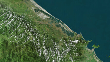 Thừa Thiên-Huế, Vietnam - outlined. Satellite © Yarr65