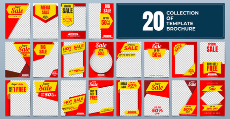 20 Set Flyer brochure for Promotion Sale design, Cover business advertising abstract background vector, Leaflet Modern poster magazine layout template, Annual report for presentation.