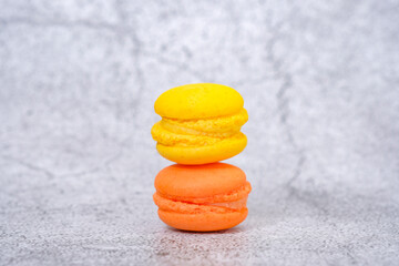 Close up colorful Macarons with cream  is bakery homemade