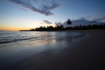 Sunset on a beach in tropical Samoa