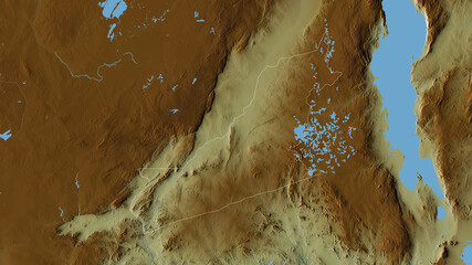 Eastern, Zambia - outlined. Relief