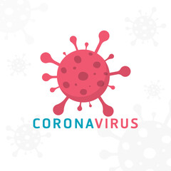 Coronavirus cell icon in flat style. Covid-19 with inscription typography design vector illustration.