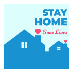 Stay at home awareness social media campaign logo or icon. Protection your self and save lives from COVID-19 or coronavirus.
